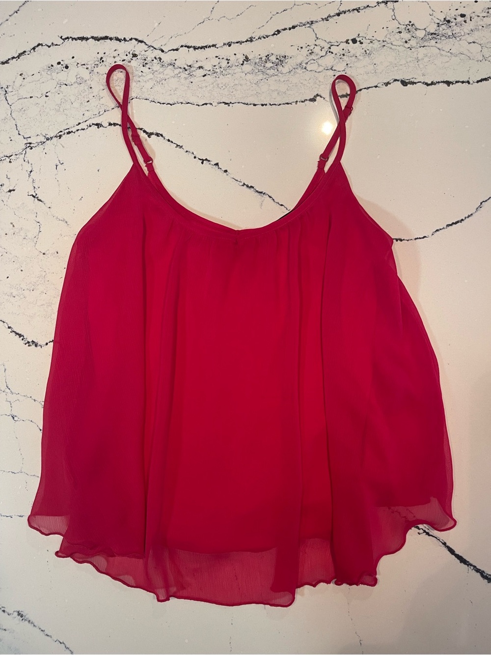 Express Red Spaghetti-Strap Chiffon Tank